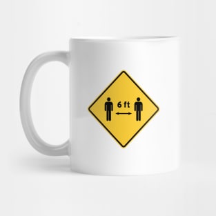 Coronavirus 6 ft yellow road warning sign Mug